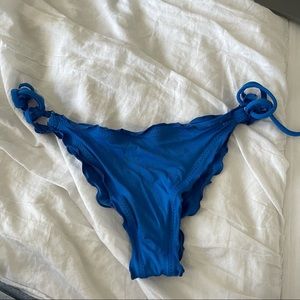 Blue cheeky tie side bikini bottoms